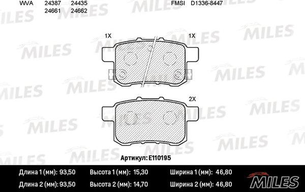 Miles E110195 - Bremžu uzliku kompl., Disku bremzes autospares.lv