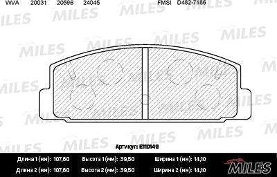 Miles E110149 - Bremžu uzliku kompl., Disku bremzes www.autospares.lv