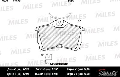 Miles E110161 - Brake Pad Set, disc brake www.autospares.lv