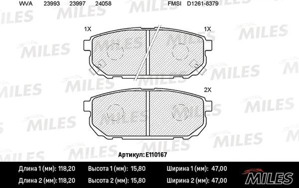 Miles E110167 - Bremžu uzliku kompl., Disku bremzes autospares.lv