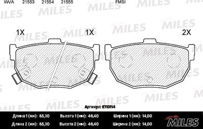 Miles E110114 - Тормозные колодки, дисковые, комплект www.autospares.lv