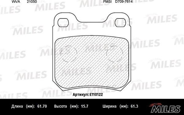 Miles E110122 - Тормозные колодки, дисковые, комплект www.autospares.lv