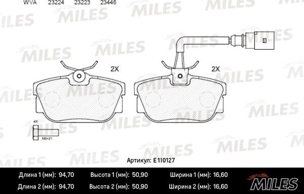 Miles E110127 - Bremžu uzliku kompl., Disku bremzes autospares.lv