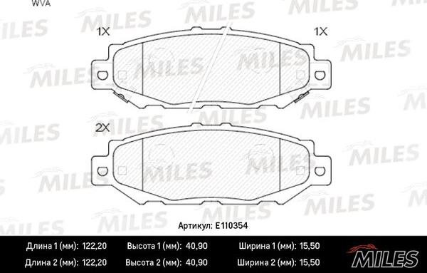 Miles E110354 - Brake Pad Set, disc brake www.autospares.lv