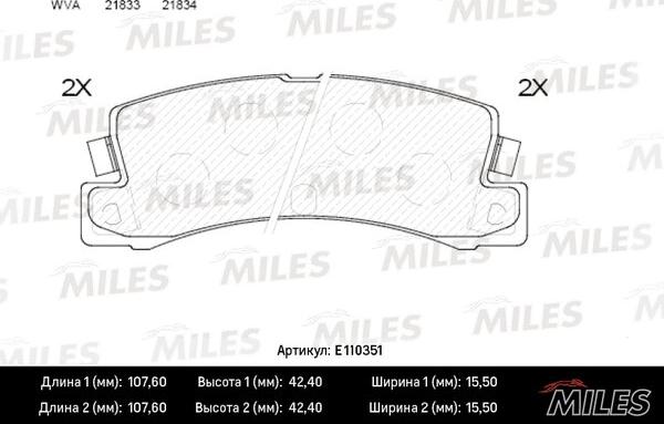 Miles E110351 - Тормозные колодки, дисковые, комплект www.autospares.lv