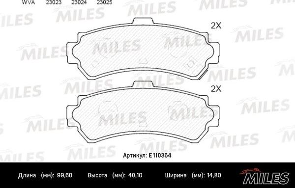 Miles E110364 - Тормозные колодки, дисковые, комплект www.autospares.lv