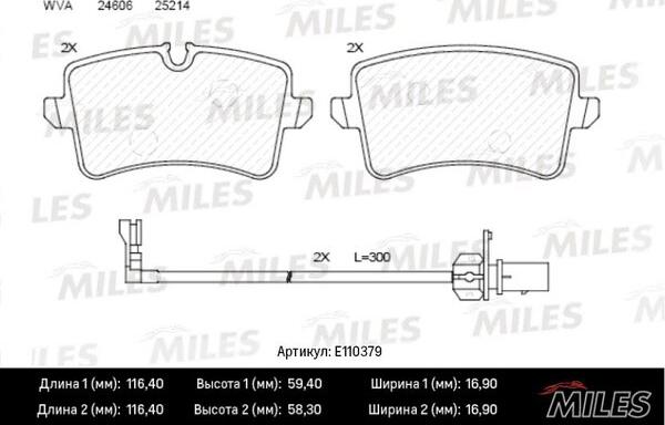 Miles E110379 - Bremžu uzliku kompl., Disku bremzes www.autospares.lv