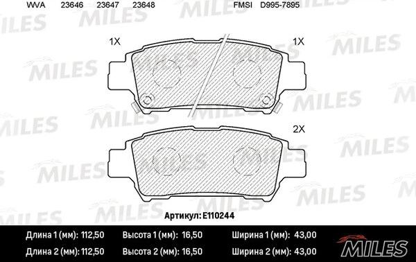 Miles E110244 - Brake Pad Set, disc brake www.autospares.lv