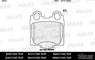 Miles E110241 - Bremžu uzliku kompl., Disku bremzes autospares.lv