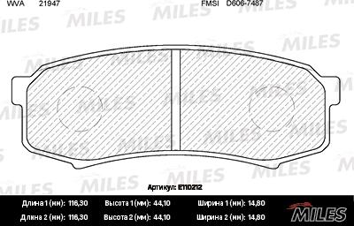 Miles E110212 - Bremžu uzliku kompl., Disku bremzes www.autospares.lv