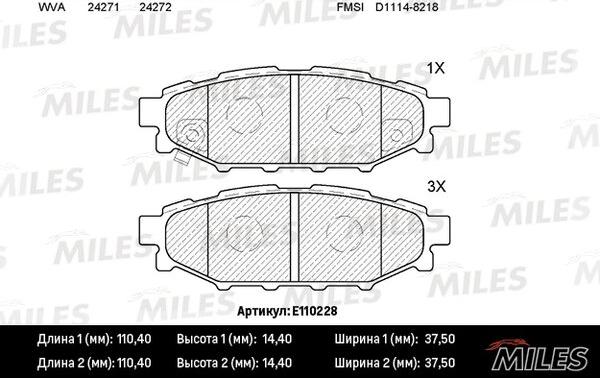 Miles E110228 - Brake Pad Set, disc brake www.autospares.lv