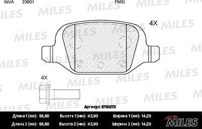 Miles E110273 - Bremžu uzliku kompl., Disku bremzes autospares.lv