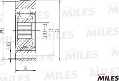 Miles GA10006 - Шарнирный комплект, ШРУС, приводной вал www.autospares.lv