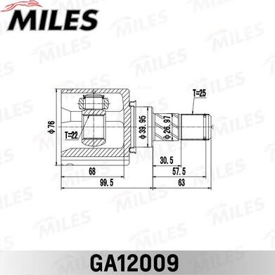 Miles GA12009 - Šarnīru komplekts, Piedziņas vārpsta www.autospares.lv