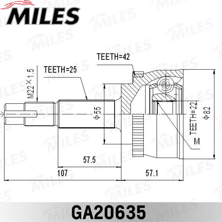 Miles GA20635 - Šarnīru komplekts, Piedziņas vārpsta autospares.lv