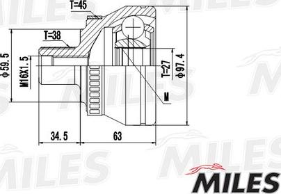 Miles GA20028 - Шарнирный комплект, ШРУС, приводной вал www.autospares.lv