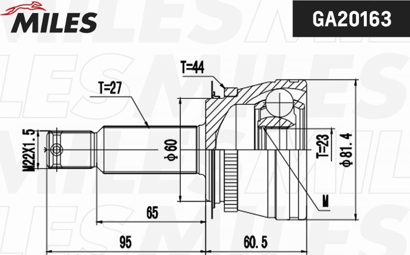 Miles GA20163 - Šarnīru komplekts, Piedziņas vārpsta www.autospares.lv