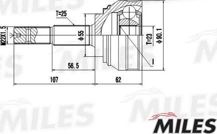 Miles GA20334 - Šarnīru komplekts, Piedziņas vārpsta autospares.lv