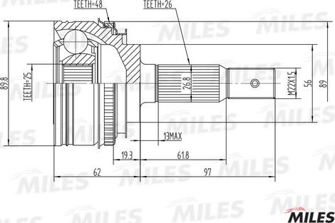 Miles GA20205 - Šarnīru komplekts, Piedziņas vārpsta www.autospares.lv