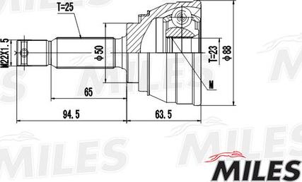 Miles GA20281 - Šarnīru komplekts, Piedziņas vārpsta www.autospares.lv