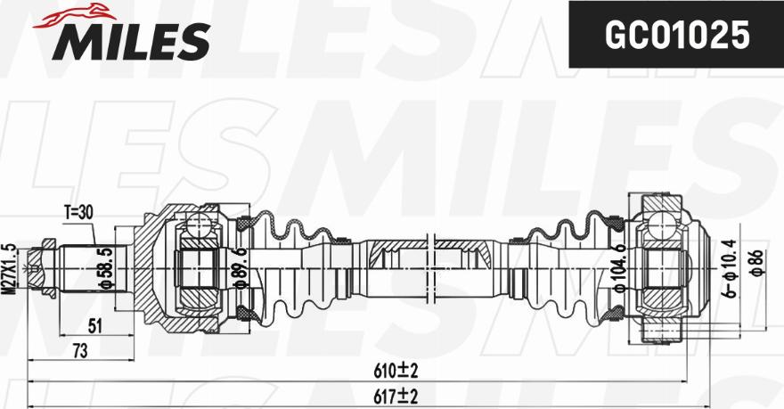 Miles GC01025 - Piedziņas vārpsta autospares.lv