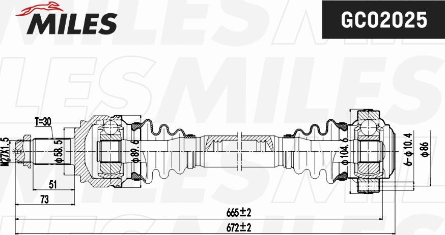 Miles GC02025 - Piedziņas vārpsta autospares.lv