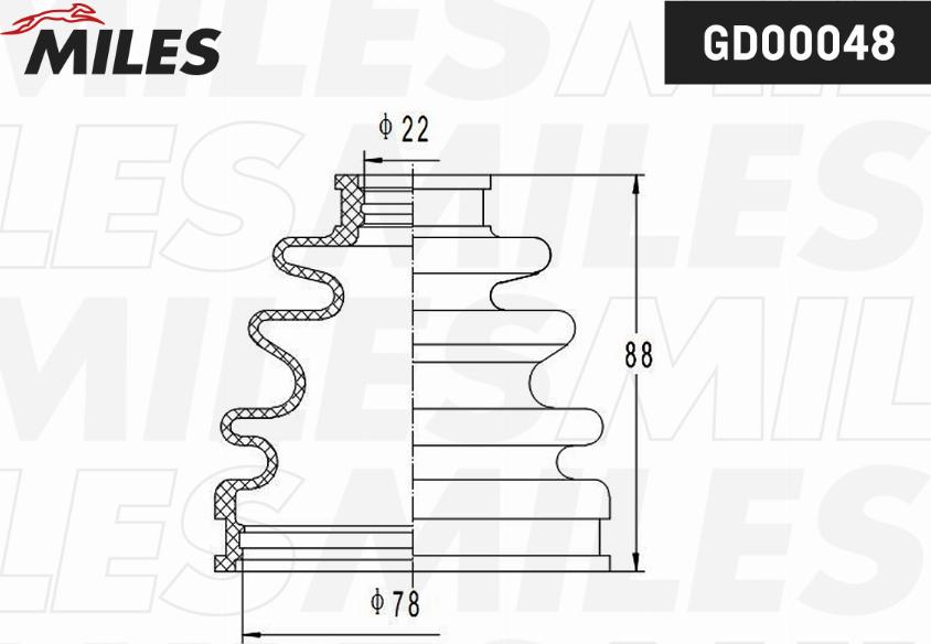 Miles GD00048 - Putekļusargs, Piedziņas vārpsta autospares.lv