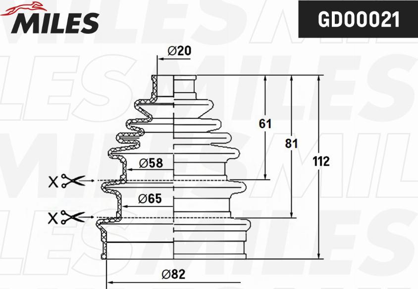 Miles GD00021 - Putekļusargs, Piedziņas vārpsta www.autospares.lv