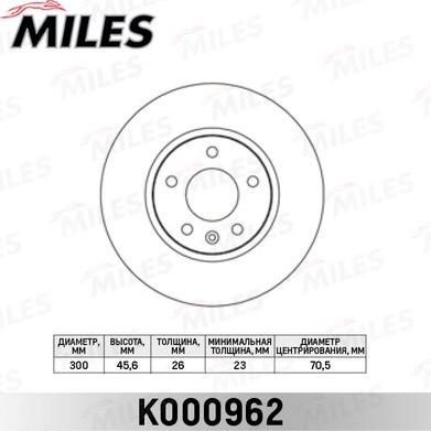 Miles K000962 - Bremžu diski autospares.lv