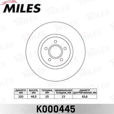 Miles K000445 - Bremžu diski autospares.lv