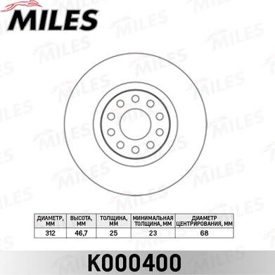 Miles K000400 - Bremžu diski www.autospares.lv