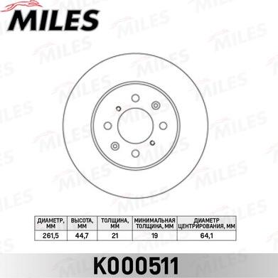 Miles K000511 - Brake Disc www.autospares.lv