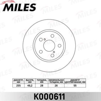 Miles K000611 - Тормозной диск www.autospares.lv