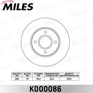 Miles K000086 - Bremžu diski www.autospares.lv