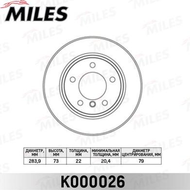 Miles K000026 - Bremžu diski www.autospares.lv