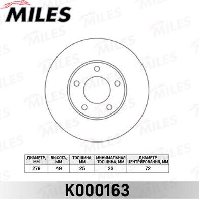 Miles K000163 - Bremžu diski autospares.lv