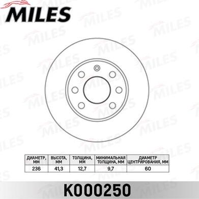 Miles K000250 - Bremžu diski autospares.lv