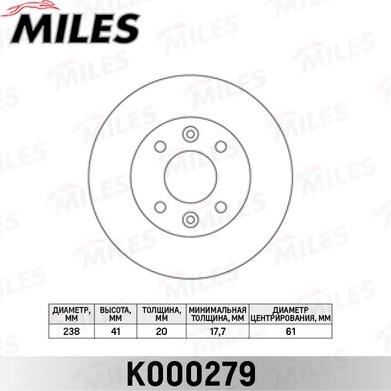 Miles K000279 - Bremžu diski autospares.lv