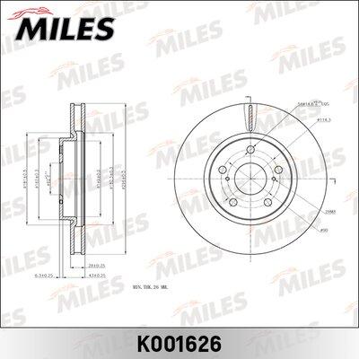 Miles K001626 - Тормозной диск www.autospares.lv