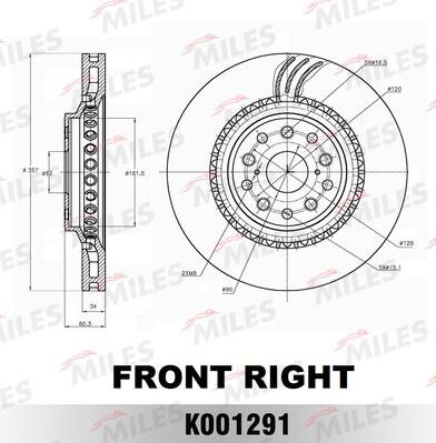 Miles K001291 - Bremžu diski autospares.lv