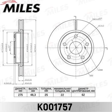 Miles K001757 - Bremžu diski autospares.lv