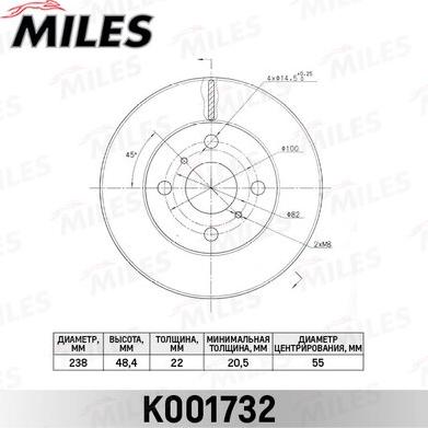 Miles K001732 - Bremžu diski autospares.lv