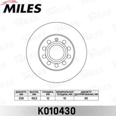 Miles K010430 - Тормозной диск www.autospares.lv