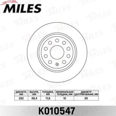 Miles K010547 - Bremžu diski autospares.lv