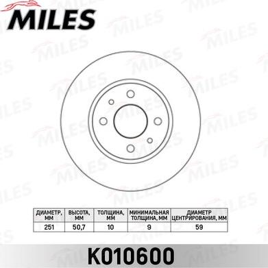 Miles K010600 - Bremžu diski www.autospares.lv