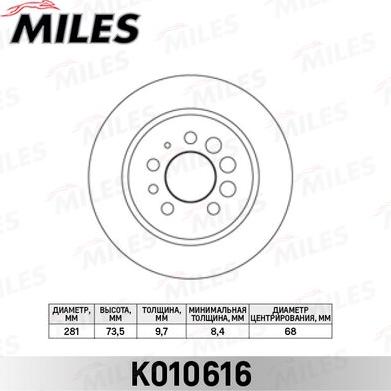 Miles K010616 - Bremžu diski autospares.lv