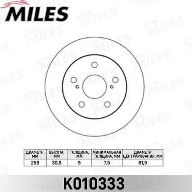 Miles K010333 - Bremžu diski autospares.lv