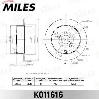 Miles K011616 - Bremžu diski www.autospares.lv