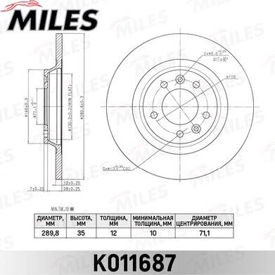 Miles K011687 - Bremžu diski www.autospares.lv