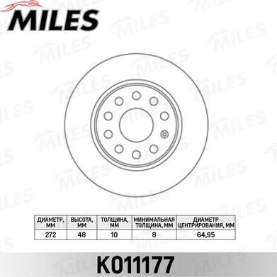 Miles K011177 - Тормозной диск www.autospares.lv